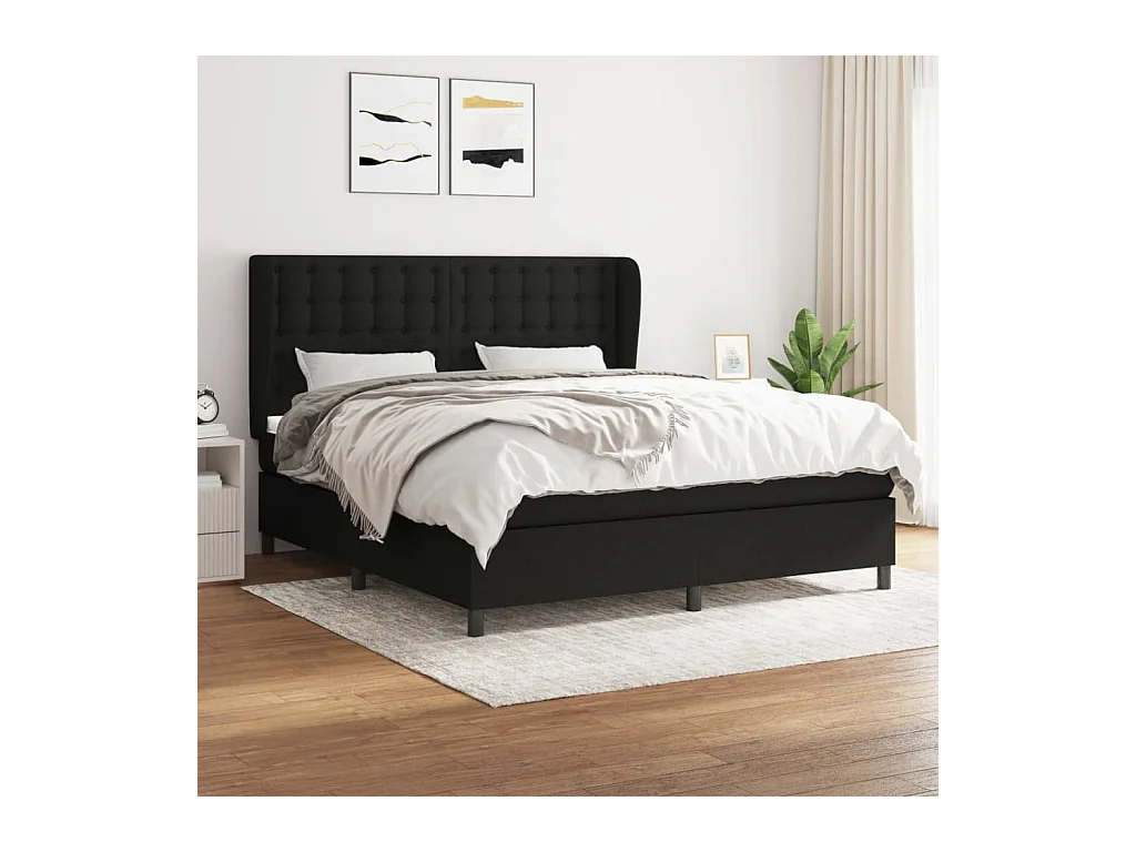 Boxspring met matras stof zwart 160x200 cm