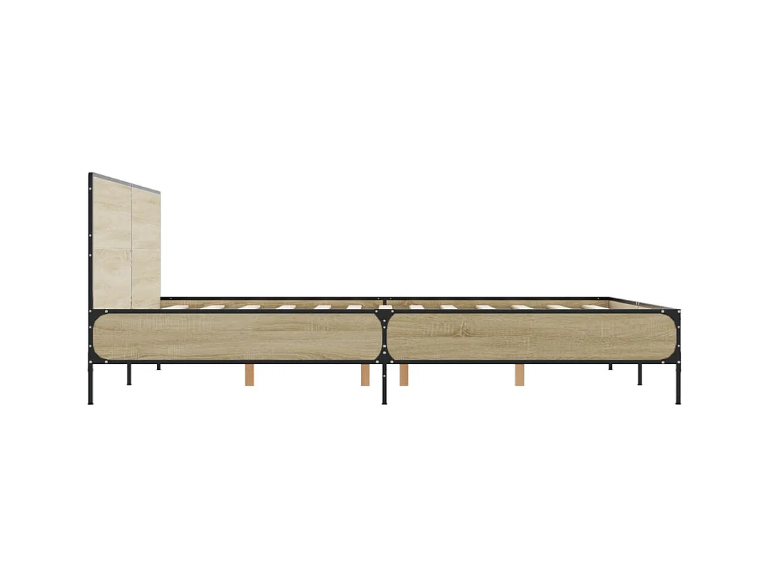 Cadre de lit chêne sonoma 160x200 cm bois d'ingénierie et métal