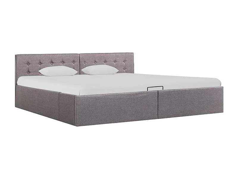 Cadre de lit à stockage hydraulique Taupe Tissu 180x200 cm