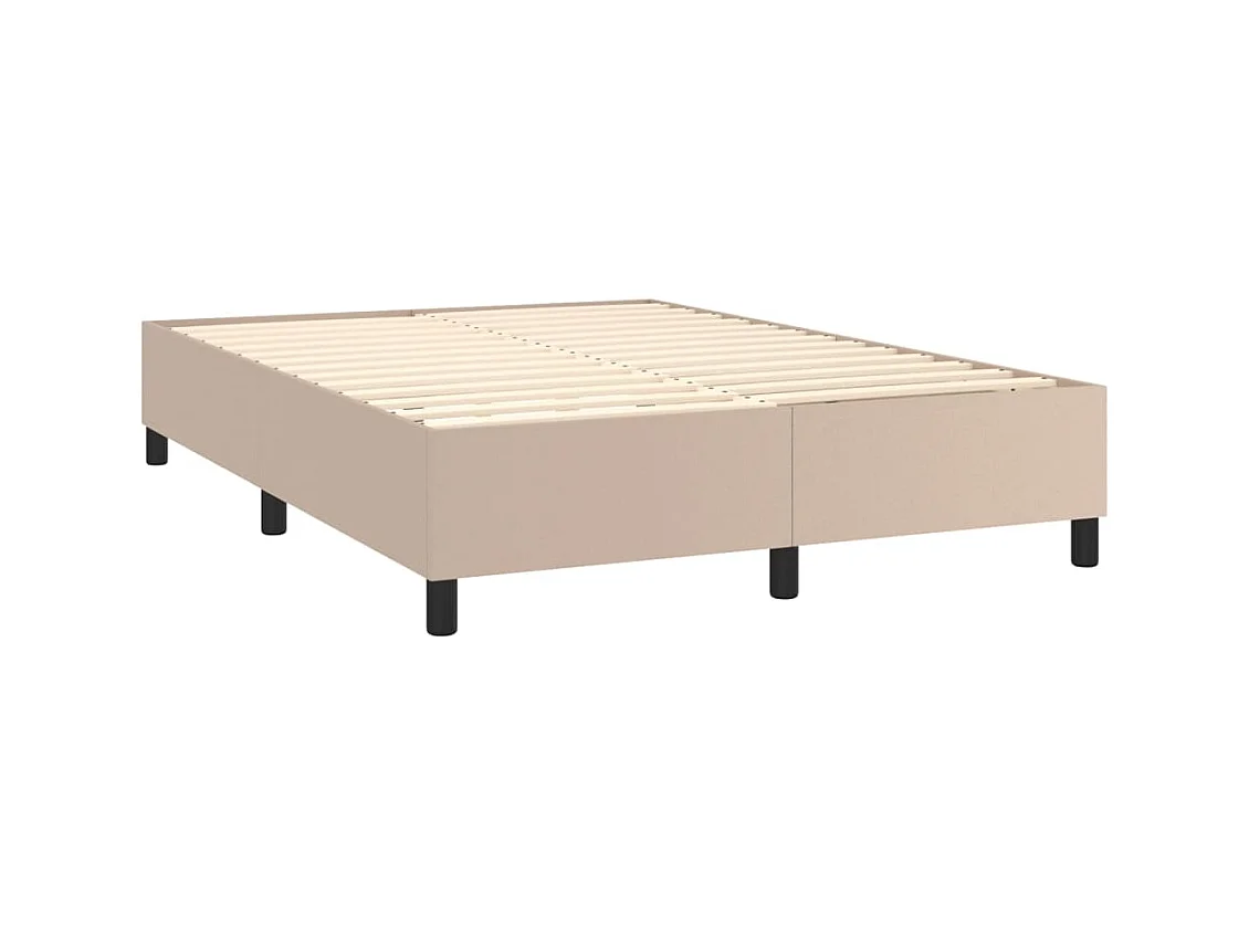 Cama box spring con colchón cuero sintético capuchino 140x190cm