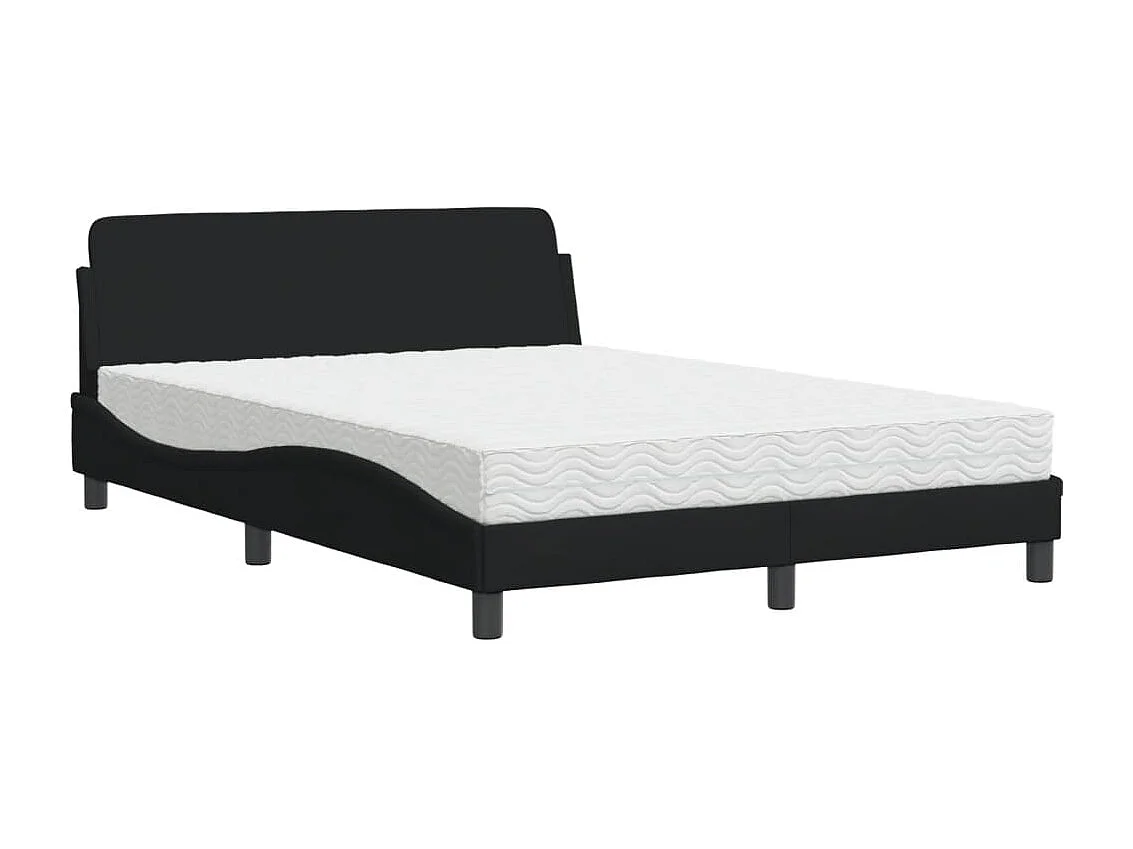 Lit avec matelas noir 140x190 cm tissu