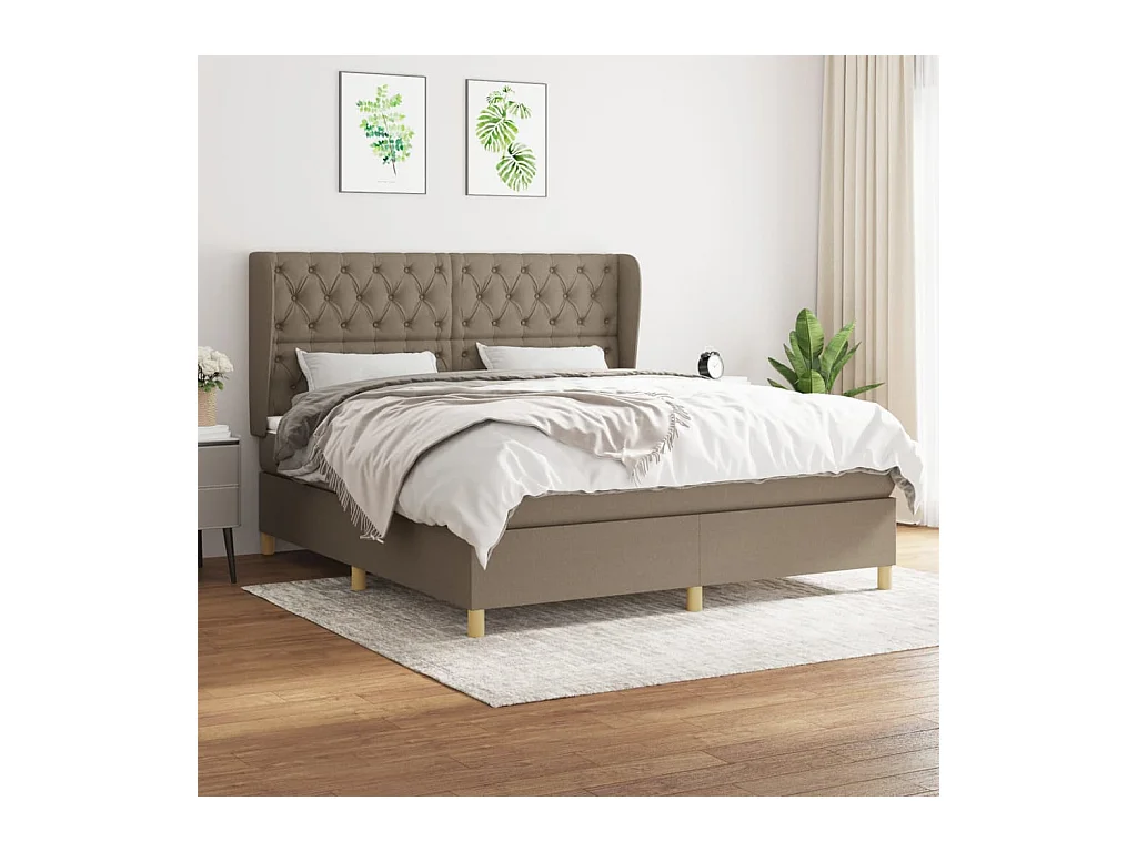 Boxspring met matras stof taupe 160x200 cm