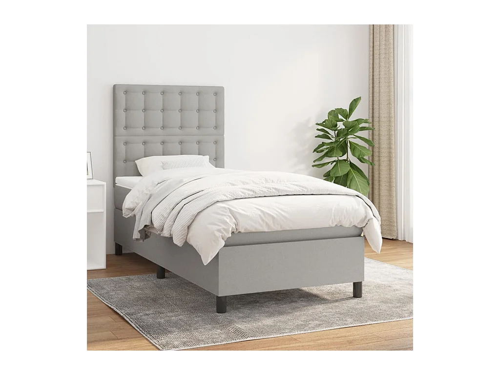 Cama com molas/colchão 90x190 cm tecido cinzento-claro