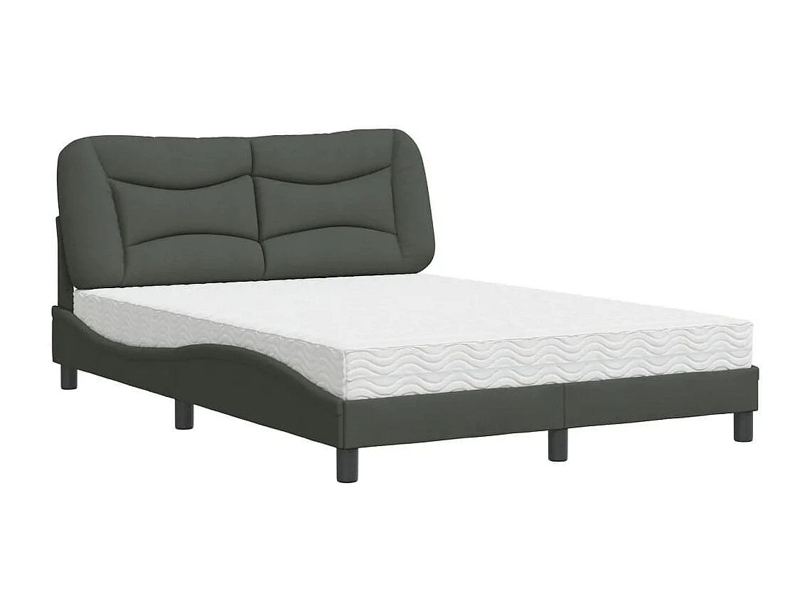 Lit avec matelas gris foncé 140x200 cm tissu