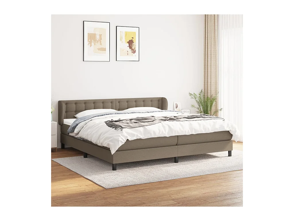Lit à sommier tapissier avec matelas Taupe 200x200 cm Tissu