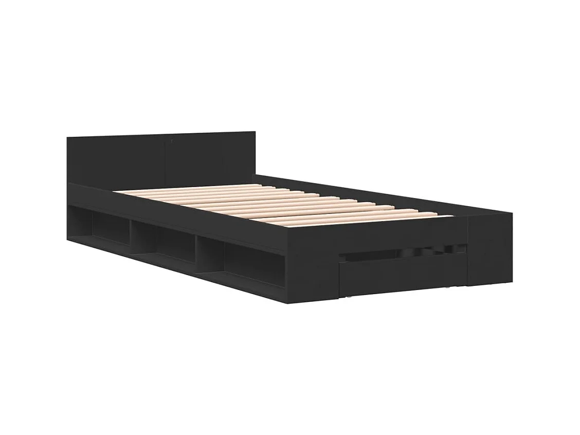 Estrutura de cama c/ gaveta 100x200 cm derivados madeira preto