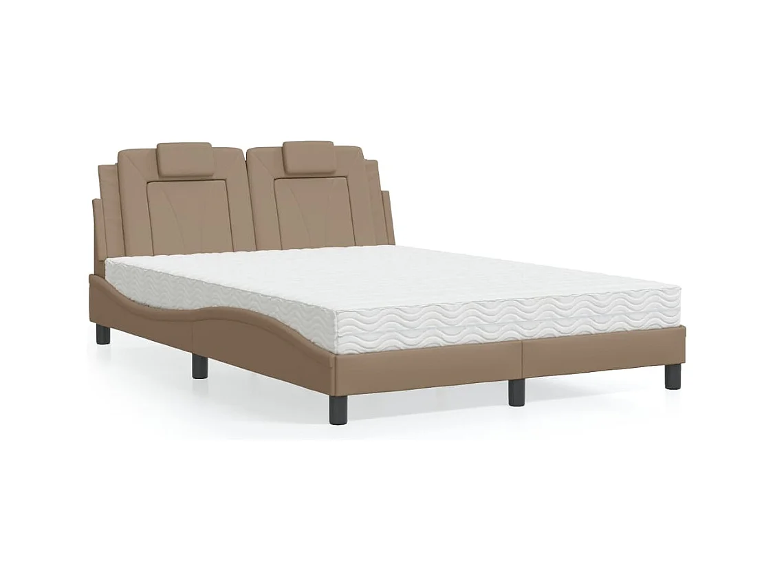 Bed "Viana" met matras kunstleer cappuccinokleurig 140x200 cm