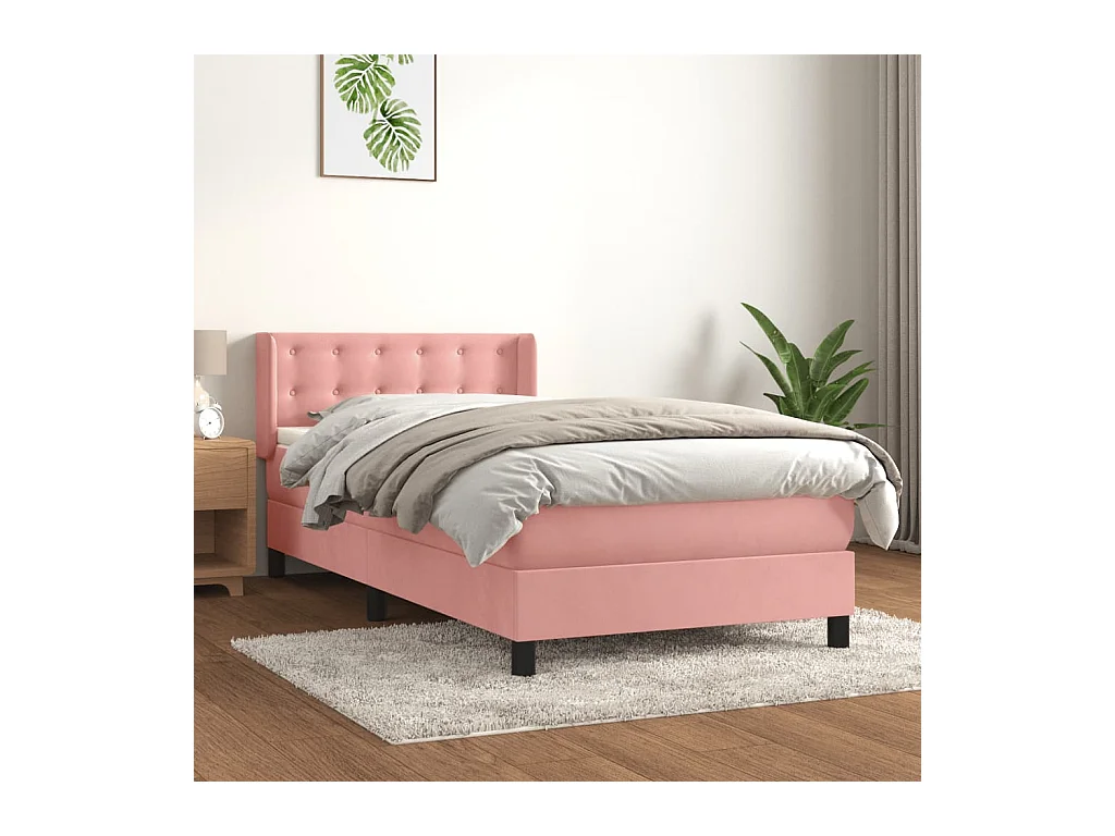 Boxspring met matras fluweel roze 90x190 cm