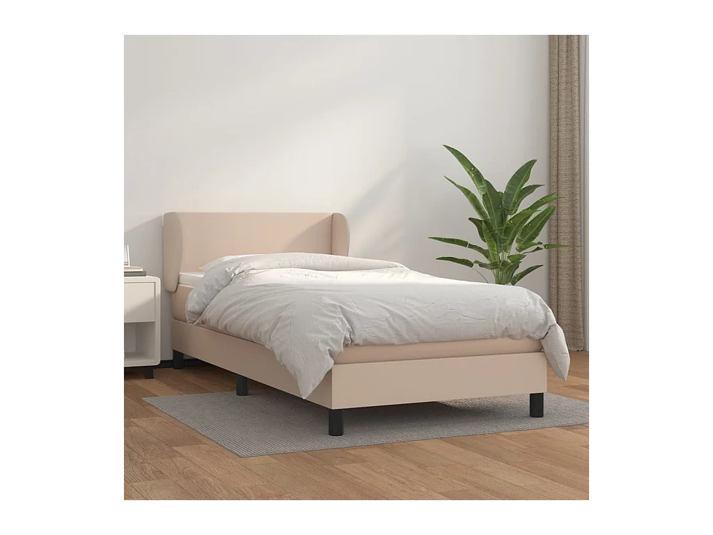 Boxspring met matras kunstleer cappuccinokleurig 100x200 cm