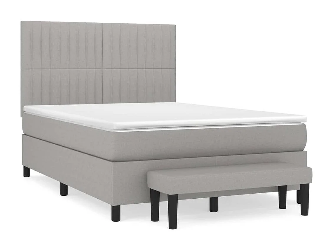 Cama box spring con colchón tela gris claro 140x190 cm
