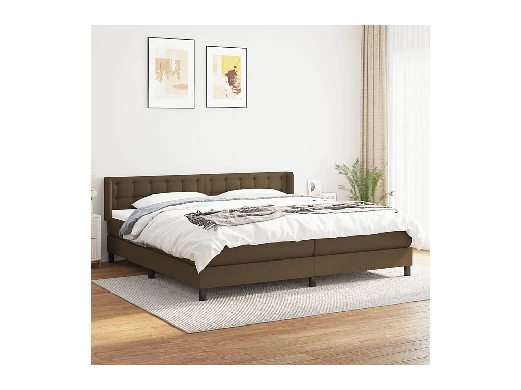 Boxspring met matras stof donkerbruin 200x200 cm