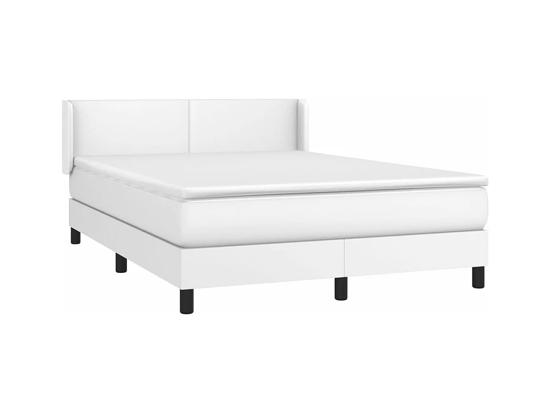 Lit à sommier tapissier avec matelas Blanc 140x190cm Similicuir