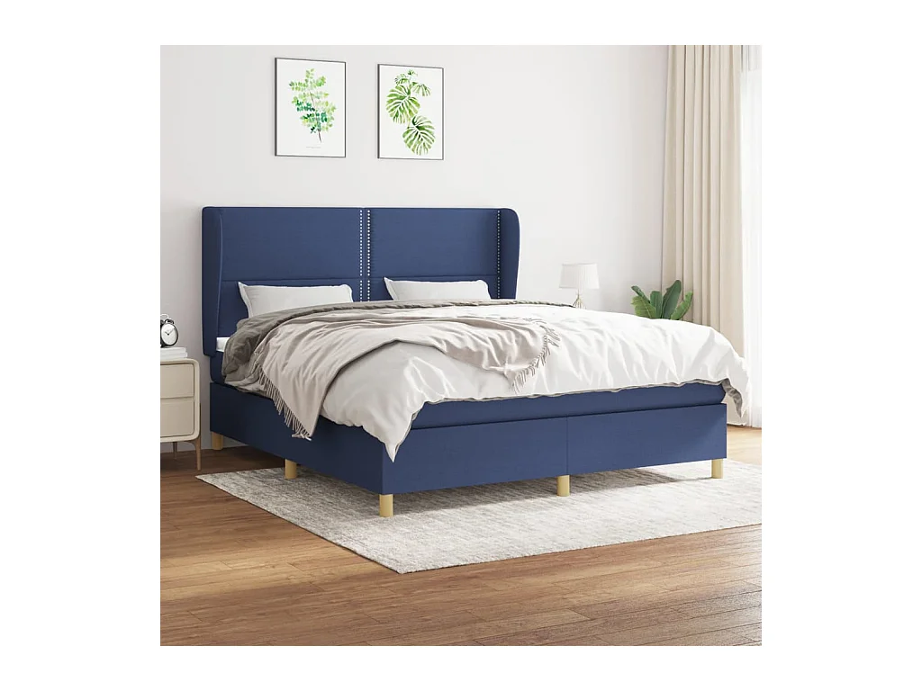 Boxspring met matras stof blauw 180x200 cm