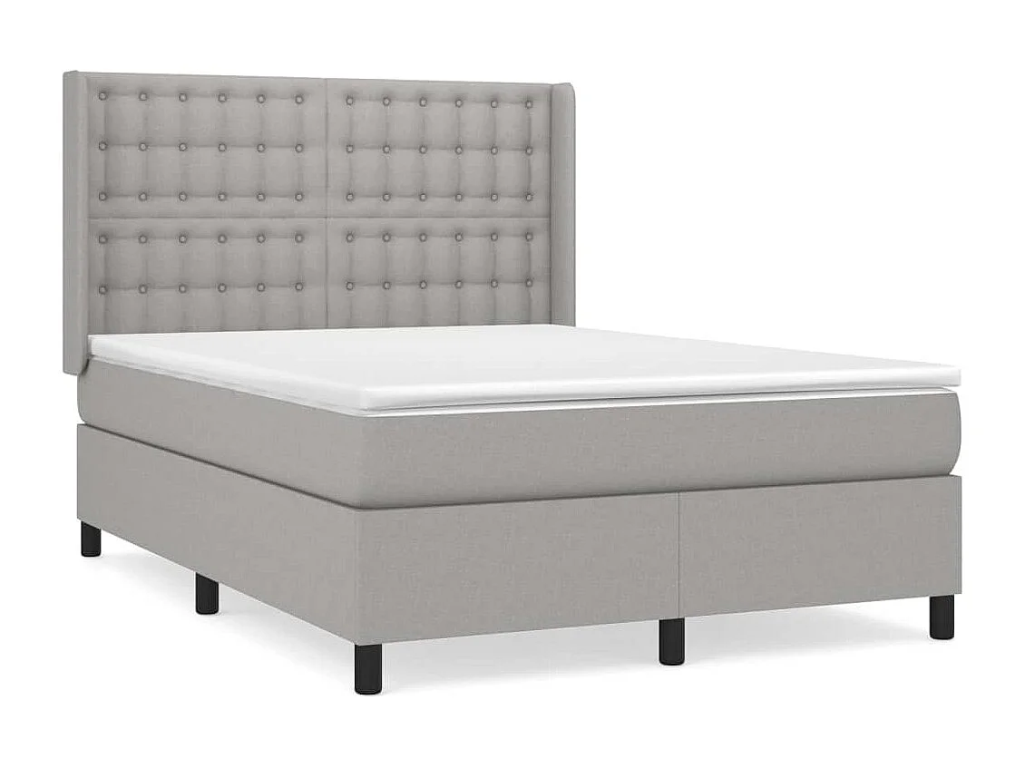 Lit à sommier tapissier avec matelas Gris clair 140x190cm Tissu