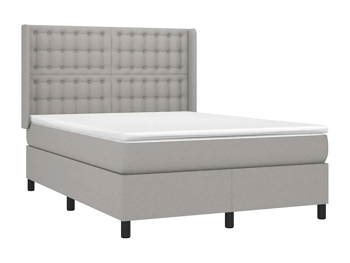 Lit à sommier tapissier avec matelas Gris clair 140x190cm Tissu