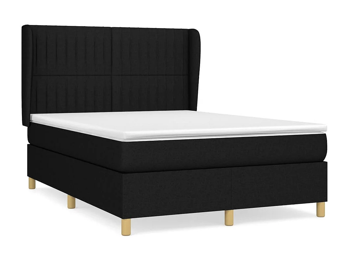 Lit à sommier tapissier avec matelas Noir 140x190 cm Tissu