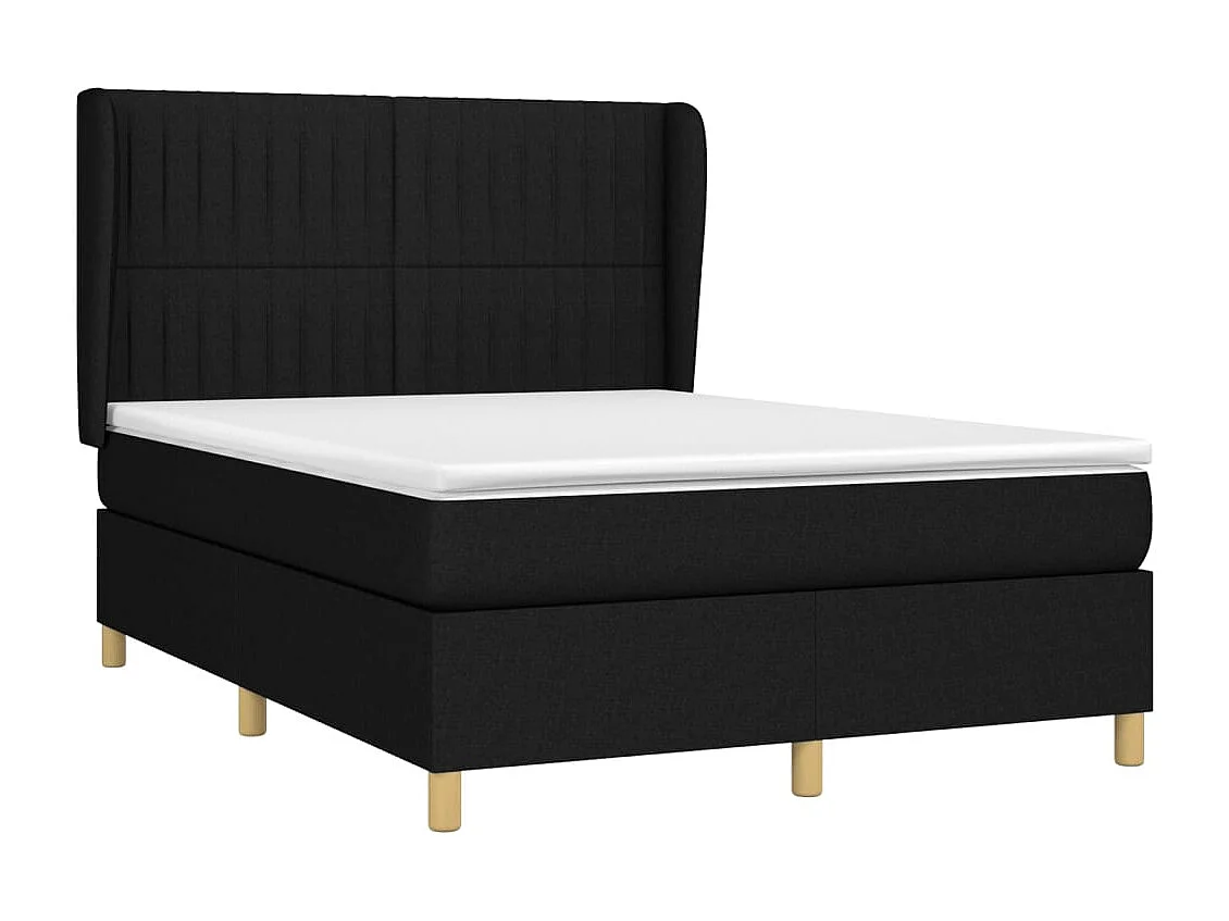 Lit à sommier tapissier avec matelas Noir 140x190 cm Tissu