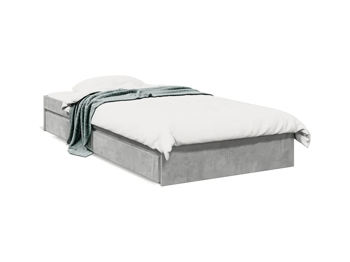 Bedframe met lades bewerkt hout betongrijs 90x200 cm