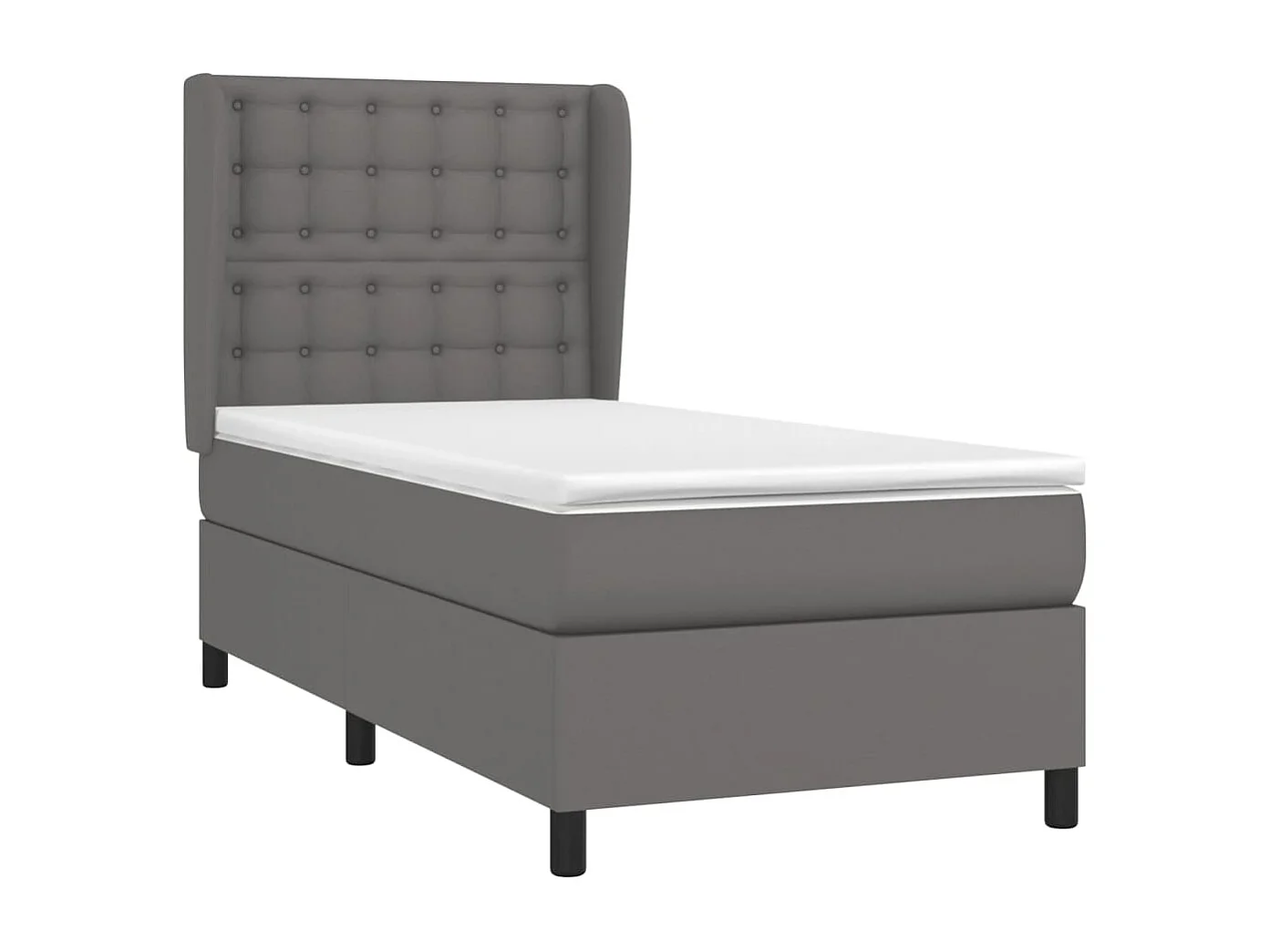 Lit à sommier tapissier avec matelas Gris 90x200 cm Similicuir