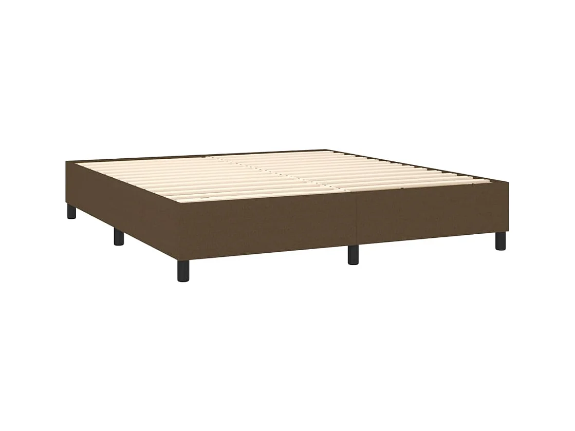 Cama box spring con colchón tela marrón oscuro 180x200 cm