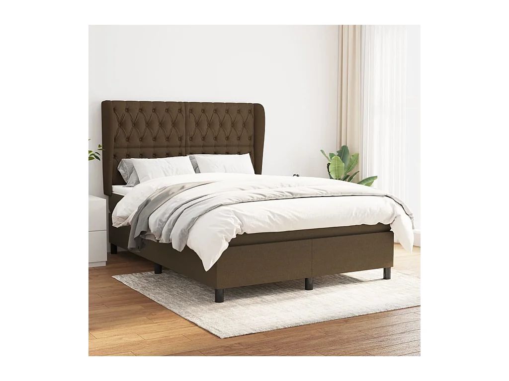 Boxspring met matras stof donkerbruin 140x190 cm
