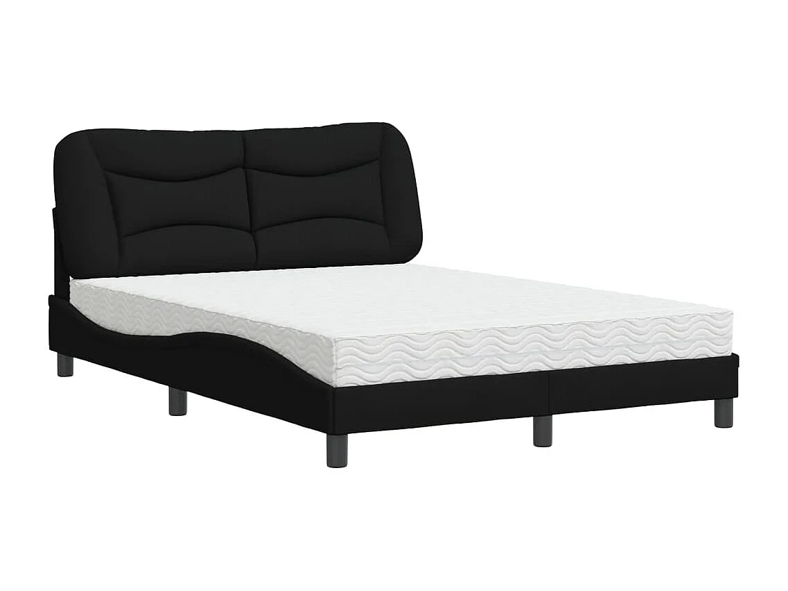 Cama com colchão 140x200 cm tecido preto