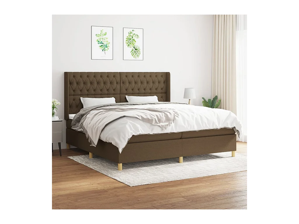 Boxspring met matras stof donkerbruin 200x200 cm