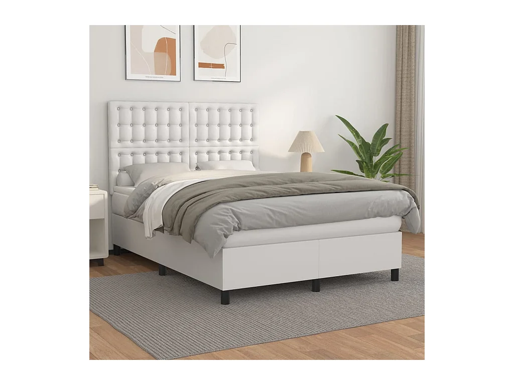 Boxspring met matras kunstleer wit 140x200 cm