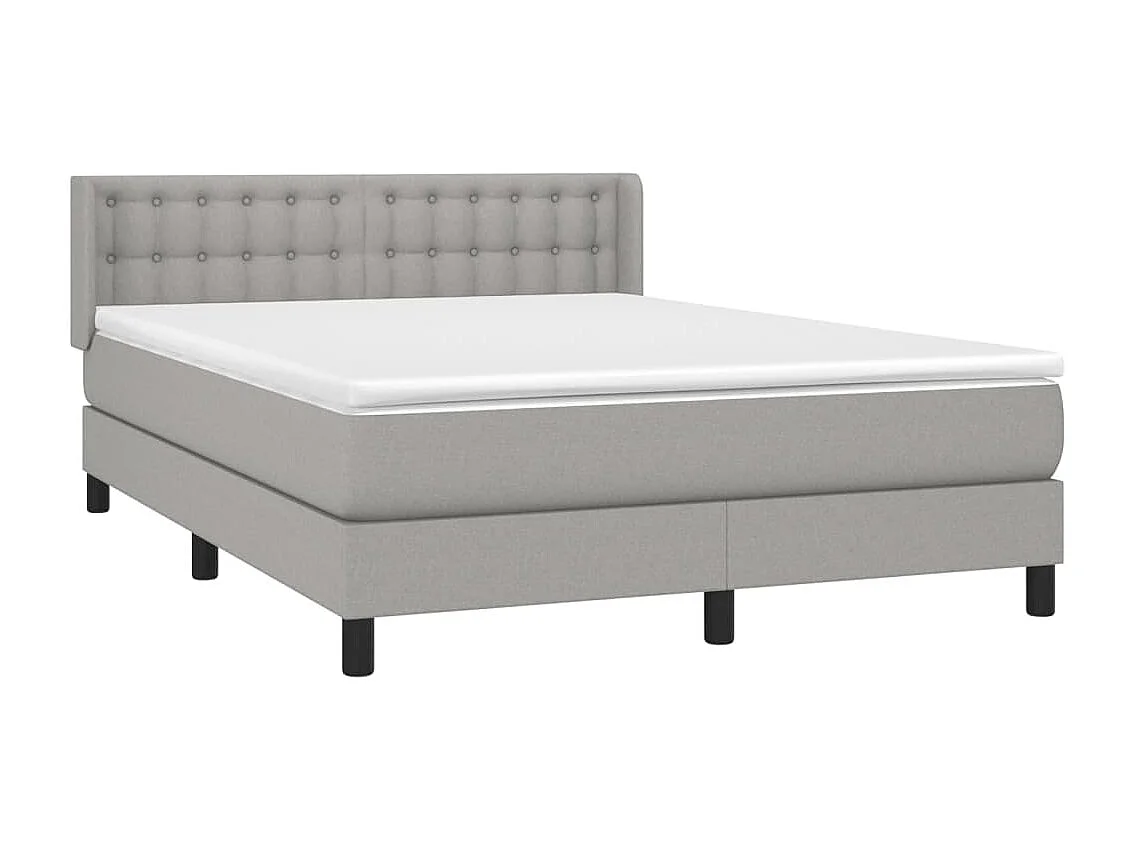 Cama box spring con colchón tela gris claro 140x190 cm
