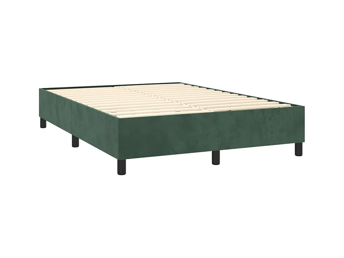 Lit à sommier tapissier et matelas Vert foncé 140x190cm Velours