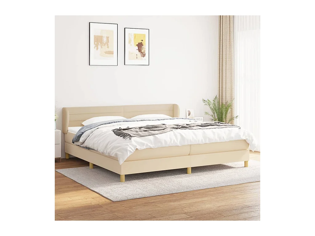 Lit à sommier tapissier avec matelas Crème 200x200 cm Tissu