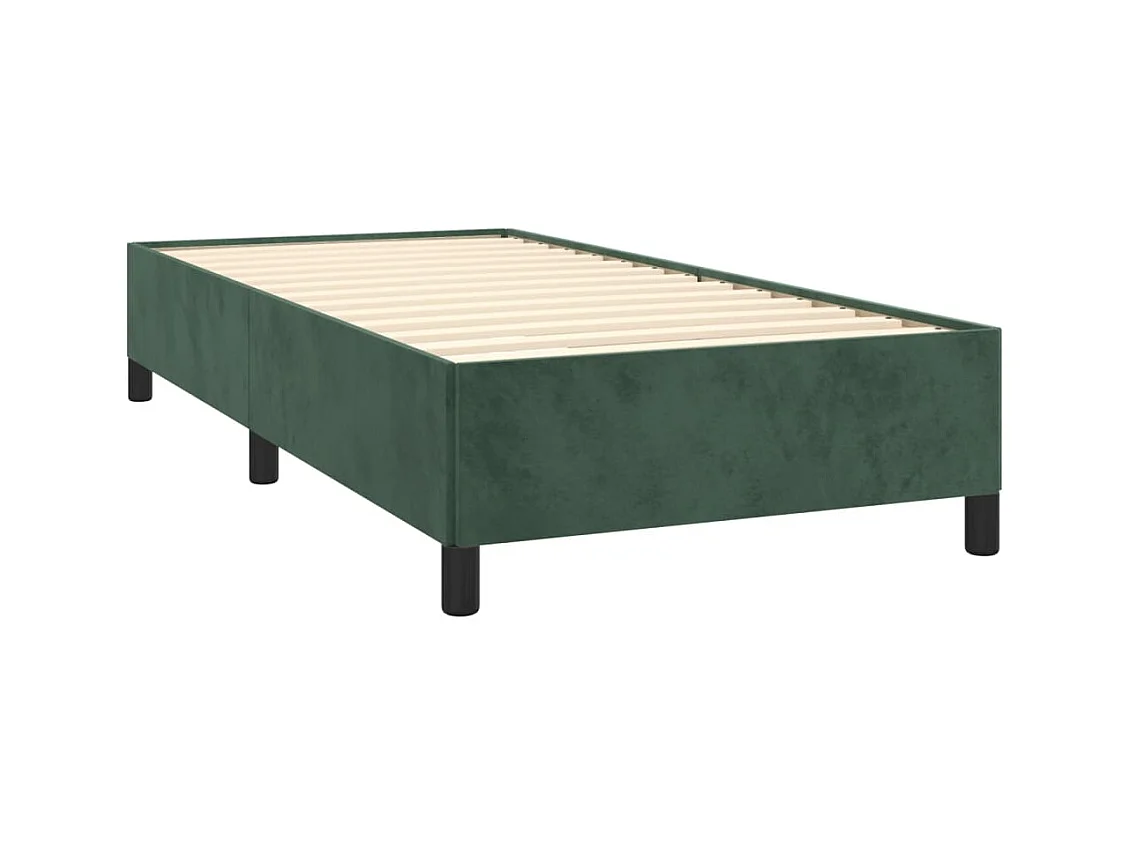 Cama box spring con colchón terciopelo verde oscuro 80x200 cm