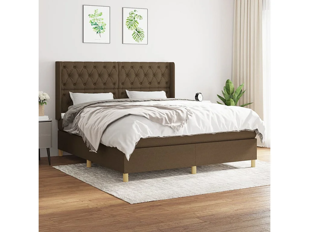 Lit à sommier tapissier avec matelas Marron foncé 160x200 cm