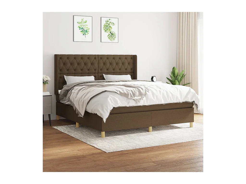 Cama com molas/colchão 160x200 cm tecido castanho-escuro