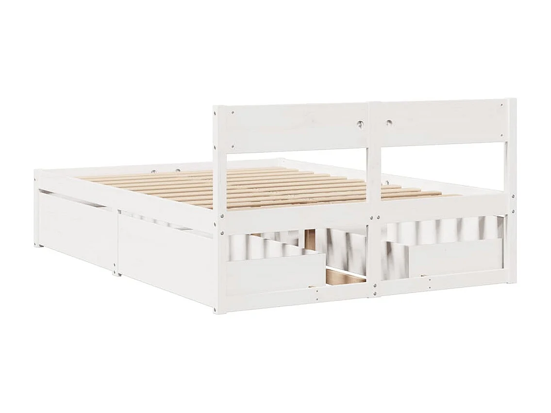 Cadre de lit avec tiroirs blanc 120x200 cm bois de pin massif