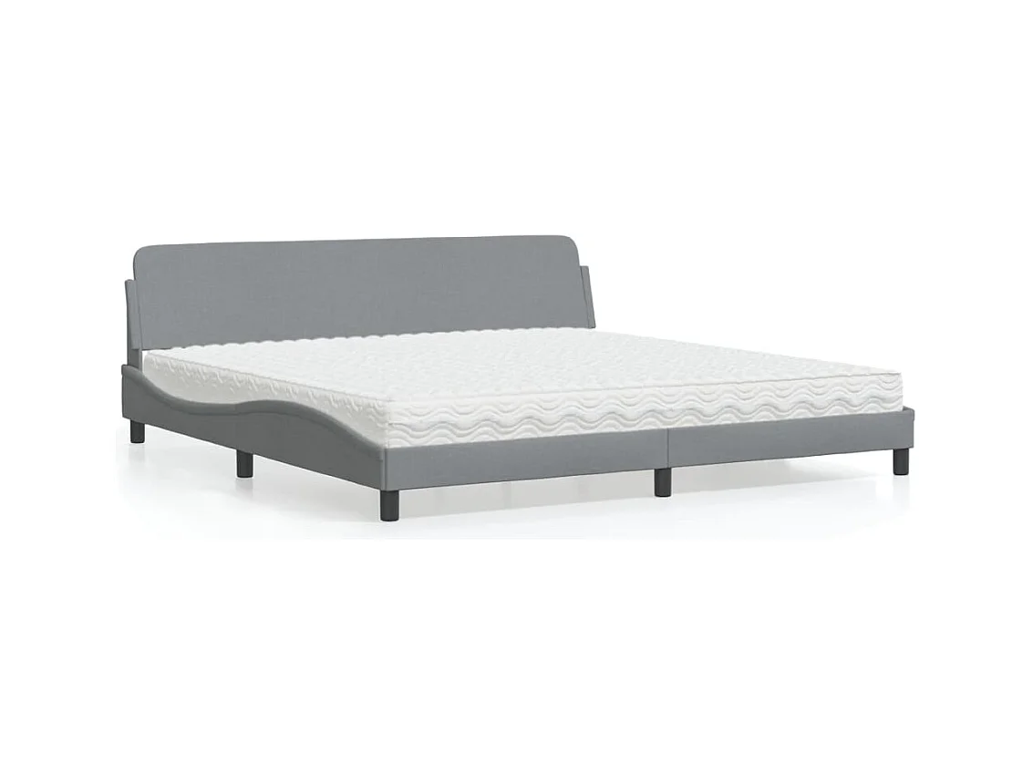 Bed met matras "Dover" stof lichtgrijs 200x200 cm