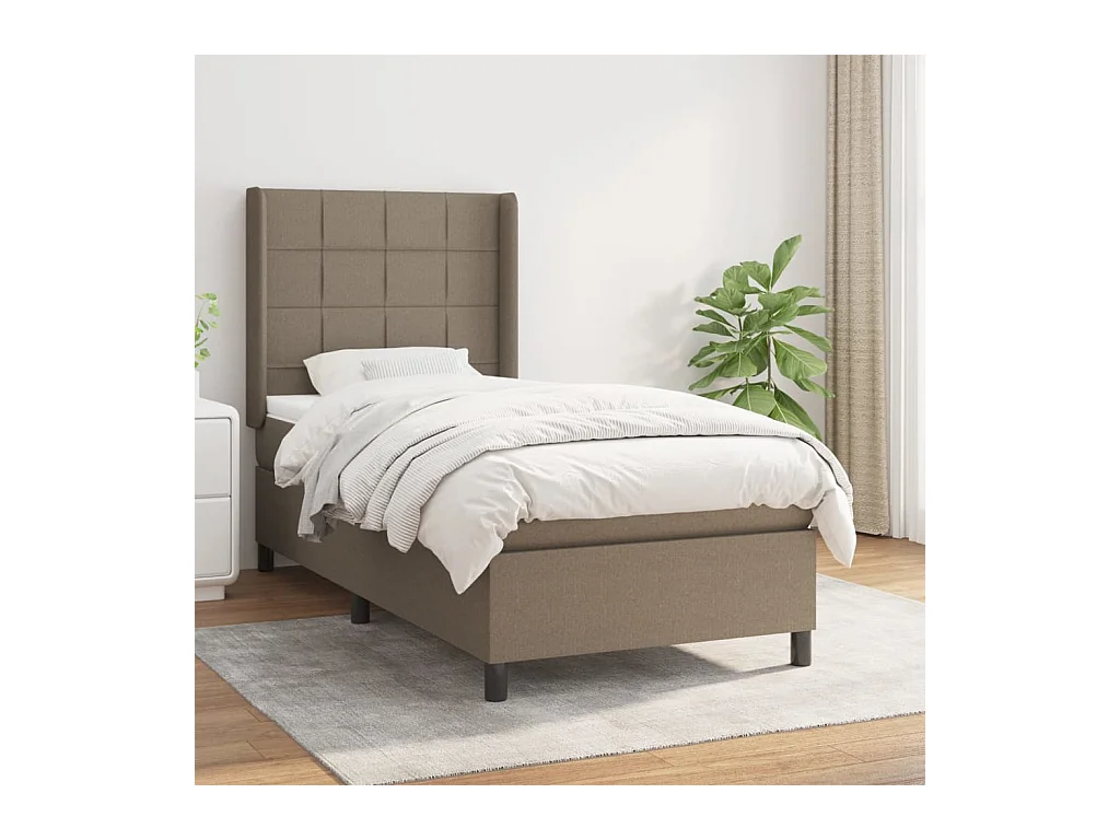 Boxspring met matras stof taupe 90x200 cm