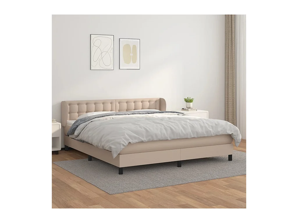 Lit à sommier tapissier avec matelas Cappuccino 160x200 cm