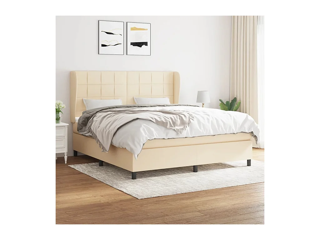 Boxspring met matras stof crèmekleurig 180x200 cm