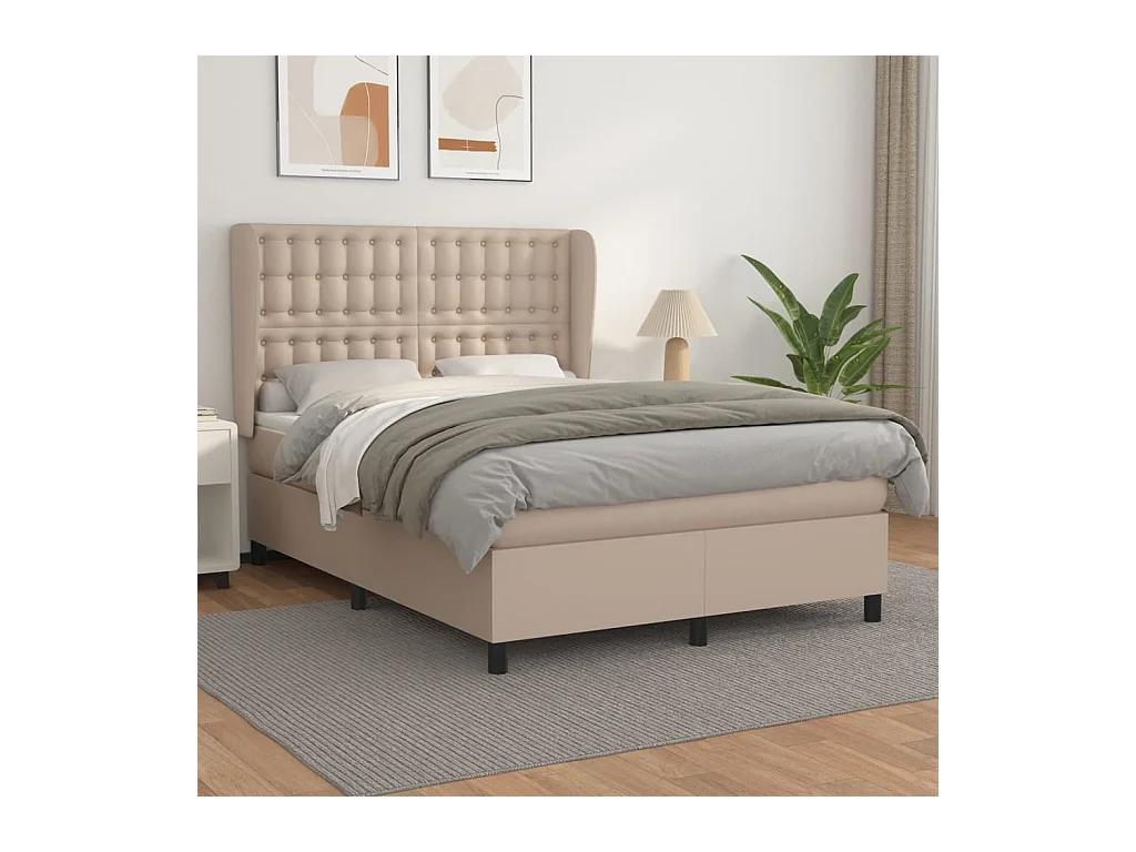 Lit à sommier tapissier avec matelas Cappuccino 140x200 cm