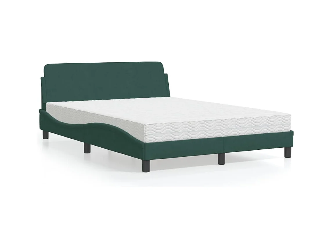Cama com colchão 120x200 cm veludo verde-escuro