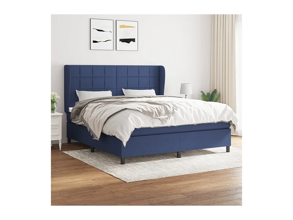 Boxspring met matras stof blauw 160x200 cm