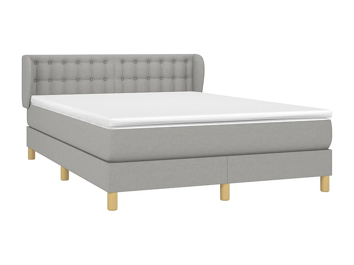 Lit à sommier tapissier avec matelas Gris clair 140x190cm Tissu