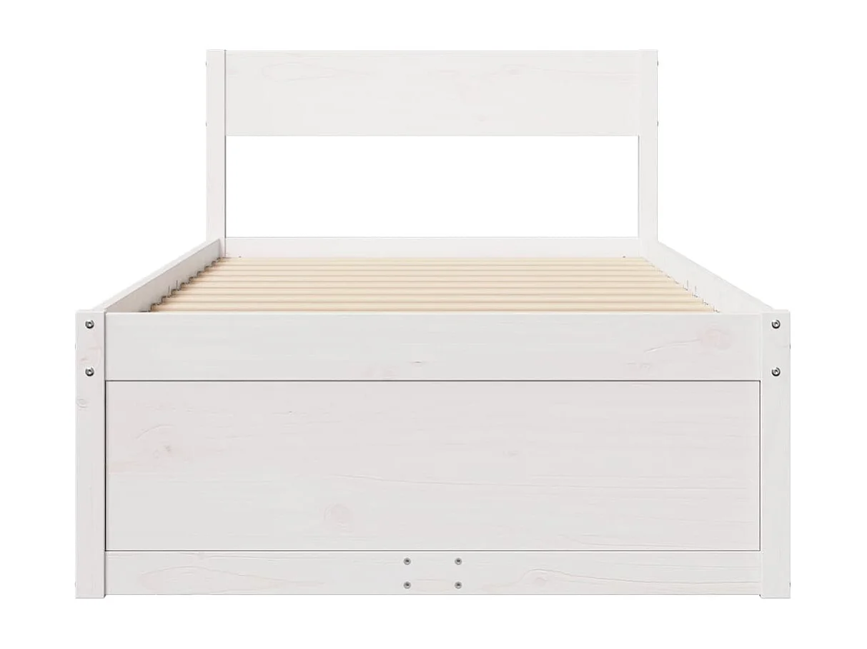 Cadre de lit avec tiroirs blanc 90x190 cm bois pin massif