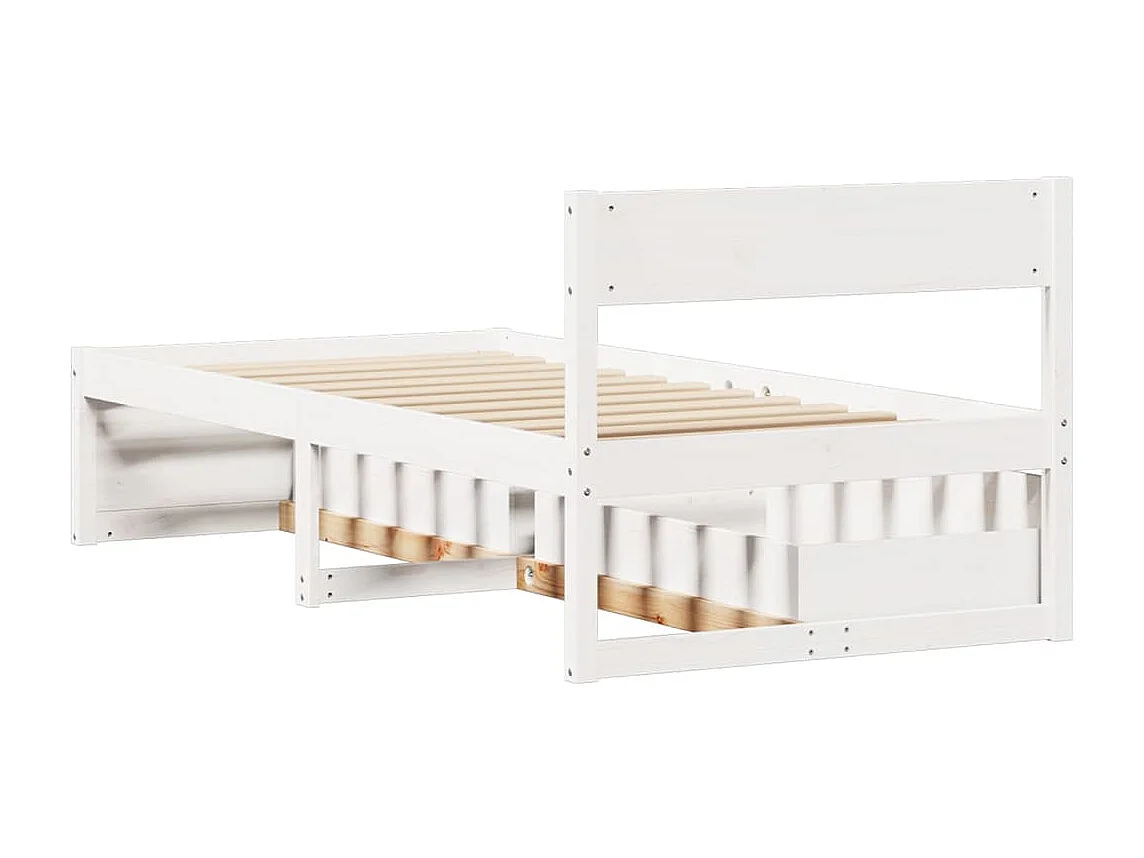Cadre de lit avec tiroirs blanc 90x190 cm bois pin massif