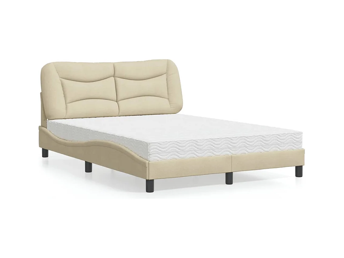 Cama con colchón tela color crema 120x200 cm