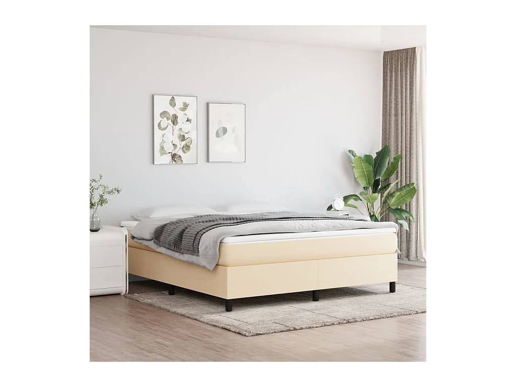 Boxspring met matras stof crèmekleurig 180x200 cm