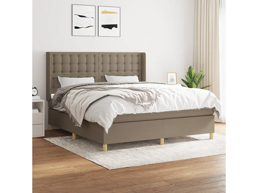 Lit à sommier tapissier avec matelas Taupe 180x200 cm Tissu