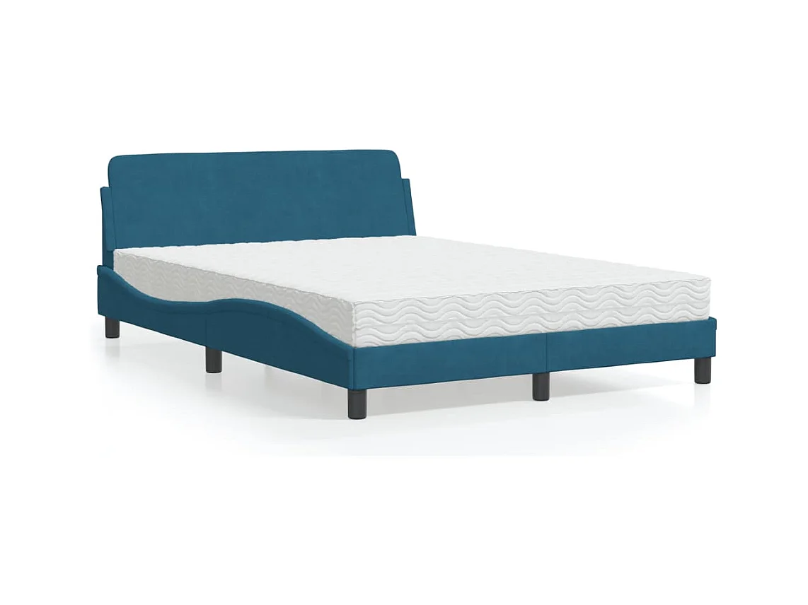 Cama con colchón terciopelo azul 140x200 cm