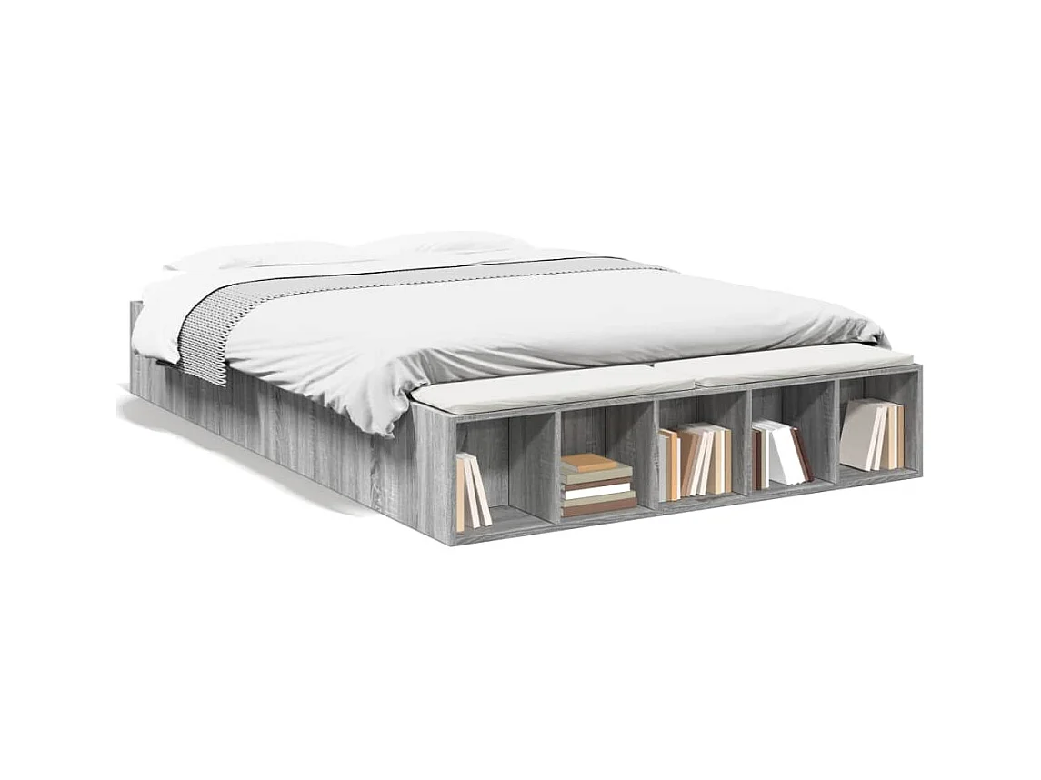 Estructura de cama madera de ingeniería gris Sonoma 150x200 cm